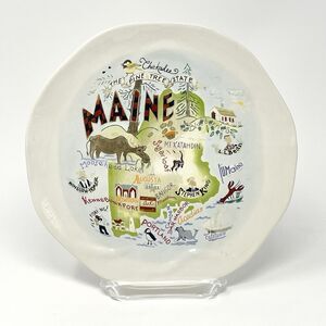 MAINE CATSTUDIO Salad Dessert Plate 8” Geography Collection State Illustration